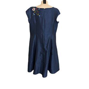 Wayward Fancies EShakti Custom Navy Blue Embroidered Dress Cap Sleeve Back Zip P